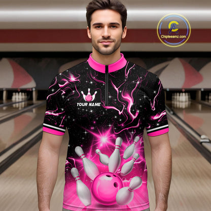 Pink Dragon Flaming Bowling Shirt for Men and Women Custom Bowling Jersey for Team MBL87