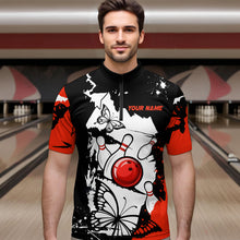 Load image into Gallery viewer, Custom Red Butterflies Bowling Shirt for Men Women Team Bowling Polo&amp;Quater Zip MBL76