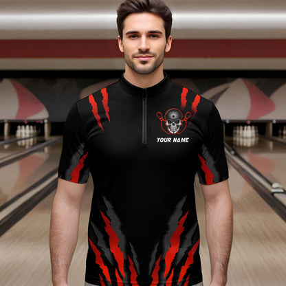 Skull Bowling Custom Men Bowling Polo & Quarter-Zip Bowling Team Jerseys HNT47