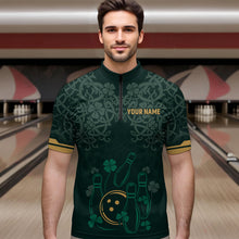 Load image into Gallery viewer, Custom Name St Patrick's Day US Flag Bowling Shirt Men Team Polo &amp; 1/4 Zip Shirts Bowling Team HNT14