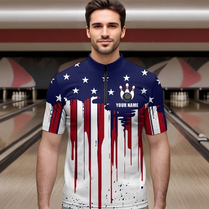 Patriotic Bowling Shirt for Men Women Custom Bowling Polo Shirt & Quarter-Zip Shirts MBL01