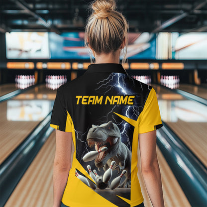 Yellow & Black Thunder Bowling Shirts Custom Bowling Quarter-Zip Jersey for Men Women QZT669