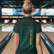 Load image into Gallery viewer, Custom Name St Patrick's Day US Flag Bowling Shirt Women Team Polo &amp; 1/4 Zip Shirts Bowling Team HNT14
