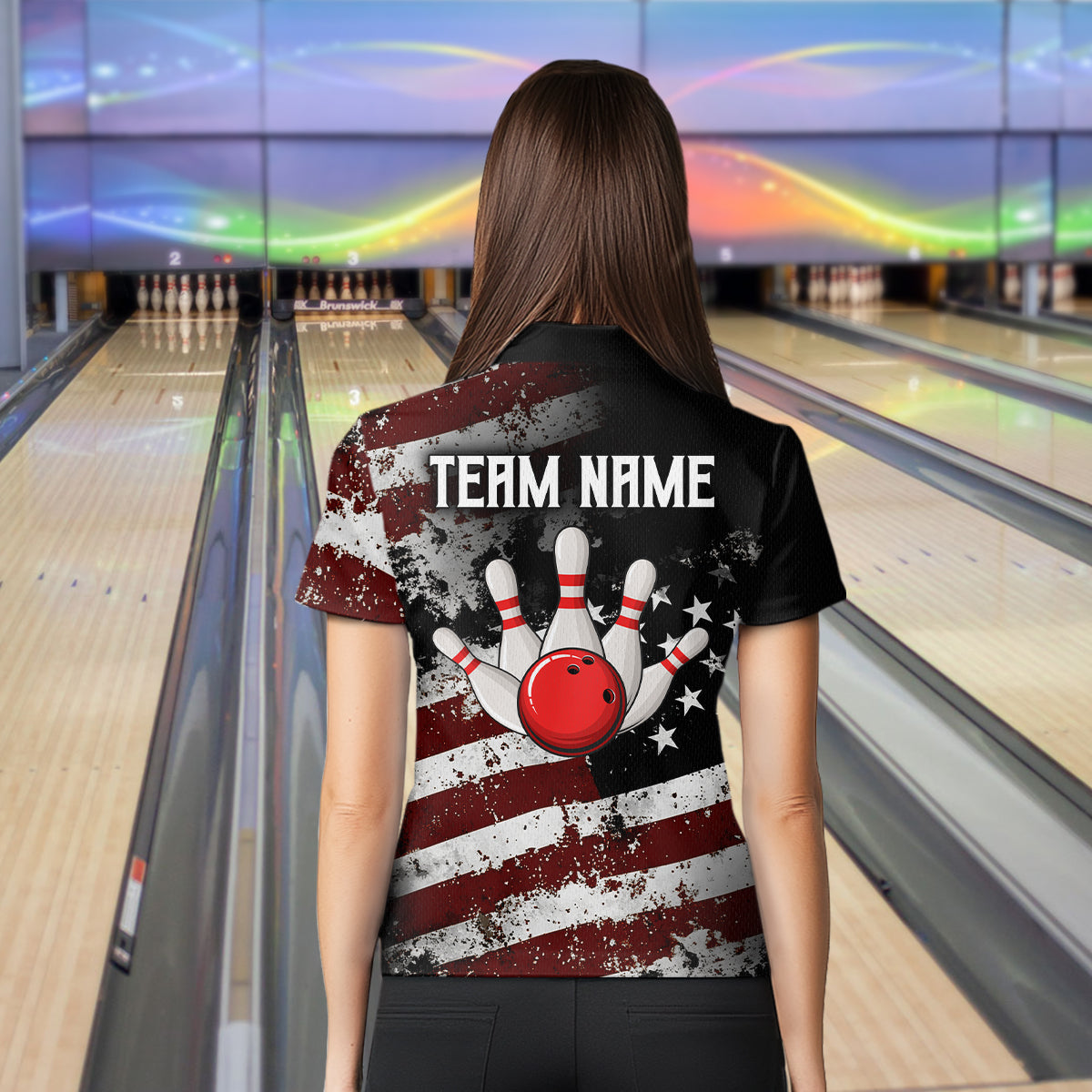 Custom US Eagle Bowling Jersey for Women Bowling Team Shirts Bowling Uniform Polo & 1/4 Zip HNT160