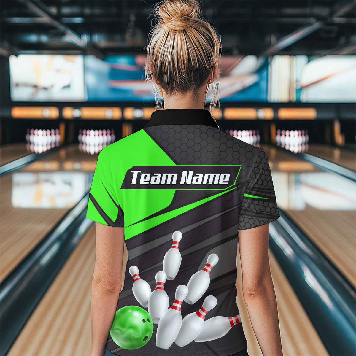 Green Bowling Shirt for Men&Women Team Bowling Jersey Colorful Bowling Polo & 1/4 Zip MBL49