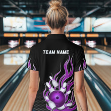 Load image into Gallery viewer, Purple Flame 1/4 Zip Bowling Shirts for Men And Women Custom Bowling Team Jerseys Unisex BDT477