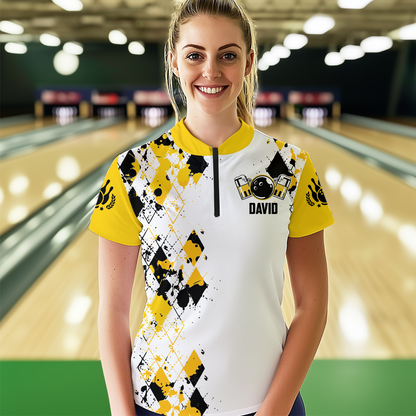 Personalized Beer Bowling Team Jerseys Quarter-Zip Bowling Shirt for Men Women QZT542