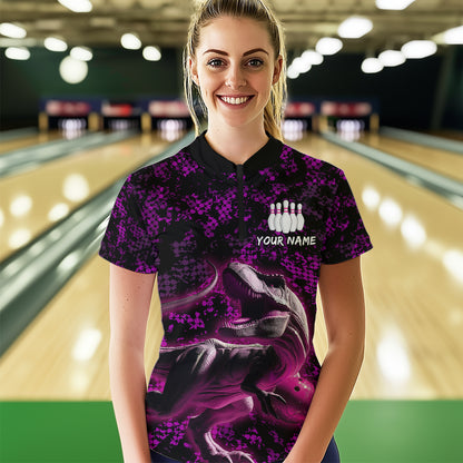 Custom Purple Bowling Shirt Sauropod Bowling Jersey Quarter Zip Bowling League QZT632