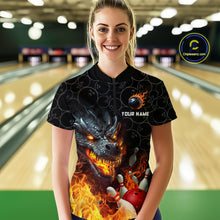 Load image into Gallery viewer, Custom Dragon Flaming Bowling Shirt for Men and Women Team Name Bowling Jersey MBL96