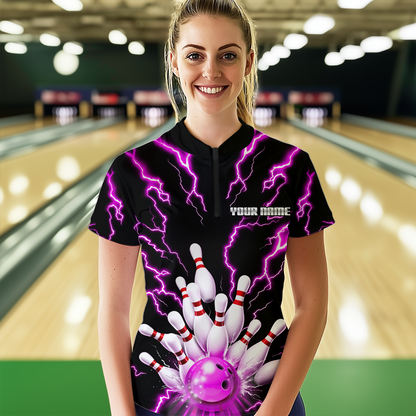 Thunder Lightning Pink Bowling Shirt Custom Bowling Jersey for Men Women Team MBL66