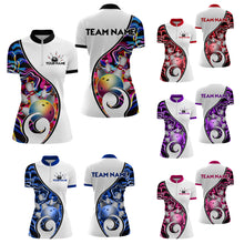 Load image into Gallery viewer, Custom Bowling Team Women Quarter-Zip Shirts - Personalized Abstract Bowling Jersey YYD0079