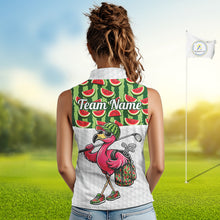 Load image into Gallery viewer, Golfing Flamingo Sleeveless Womens Funny Golf Polo Shirt Custom Green Pattern Watermelon Golf Ball Clothes Shirts NHT740