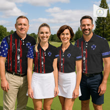 Load image into Gallery viewer, Custom Mens Golf Polo Shirt USA Flag, Golf Family Team Shirt, School Team Golf Shirt, Patriotic Golf Shirt NHT715
