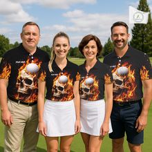 Load image into Gallery viewer, Flame Skull Golf Polo shirts for men custom Skull Fire team golf shirts, golf gifts for men NQS11576