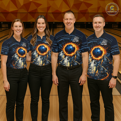 Wolf Bowling Jersey for Women Polo & 1/4 Zip Custom Wolf Bowling Team Shirts Bowling League HNT205