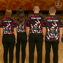 Load image into Gallery viewer, Custom Red Funny Duck Bowling Shirt for Women Bowling Jersey Polo &amp; 1/4 Zip Bowling Outfit QZT943