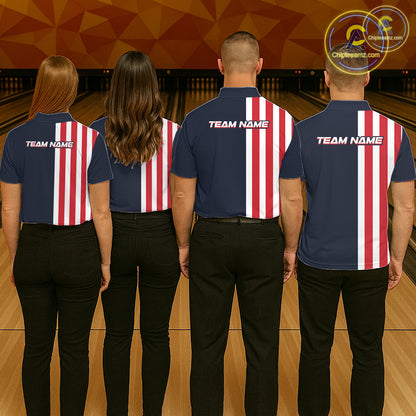 Retro Bowling Shirts For Men custom Red, White and Blue patriotic bowling outfits team jerseys NQS11446