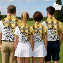 Load image into Gallery viewer, Funny Golf Ball Pattern Argyle Womens Golf Polo Shirts Custom Golf Outfits Ladies, Green Golf Tops NHT786