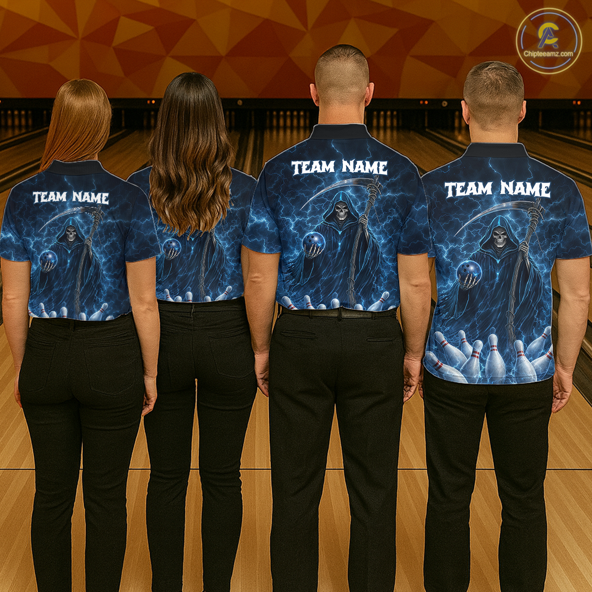 Blue Thunder Lightning Bowling Shirt for Women Bowling League Jersey Polo & Quarter-Zip Bowling Outfit QZT932