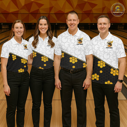 Black and White Camo Bowling Yellow Honey Bee Bowling shirts for Women Custom Team bowling jersey NQS11249