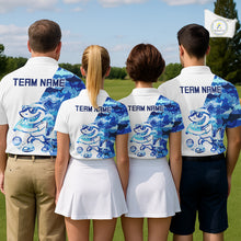 Load image into Gallery viewer, Custom Womens Golf Polo Shirt Funny Blue And White Shark Pattern Golf Shirts For Women NHN0002