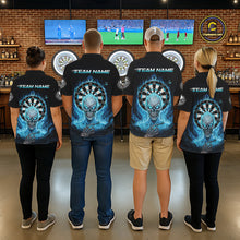 Load image into Gallery viewer, Black Blue Flaming Skeleton Darts Custom Men's Dart Quarter-Zip Shirts Team Dart League Jerseys NYN2073