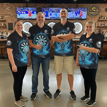 Load image into Gallery viewer, Black Blue Flaming Skeleton Darts Custom Men's Dart Quarter-Zip Shirts Team Dart League Jerseys NYN2073