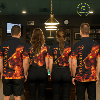Custom Flame Lion 8 Ball Billiard Shirts for Women Billiard Team Shirts Billiard League Polo & 1/4 Zip NNT96