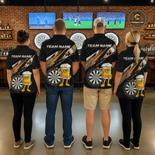 Load image into Gallery viewer, Custom Orange Funny Beer Dart Shirts for Men Darts Team Jerseys Dart Tournament Polo &amp; 1/4 Zip NNT139