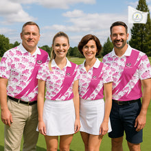 Load image into Gallery viewer, Funny Mens Golf Polo Shirts Custom Pink Frog Pattern Golf Attire For Men Personalized Golfer Gifts NHN0136