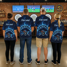 Load image into Gallery viewer, Blue Dartboard &amp; Arrow Fire Flame Pirate Dart Polo Shirts For Women Custom Dart Team Jerseys NYN2726