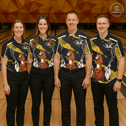 Custom Yellow Funny Horse Bowling Tournament Jersey for Women Bowling Team Shirts Polo & 1/4 Zip HNT180
