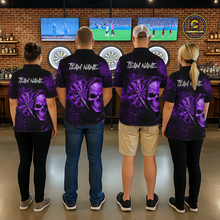 Load image into Gallery viewer, Purple Grunge Skull Dartboard &amp; Arrow Women Darts Polo Shirt Personalized Darts Team Jerseys NYN2596
