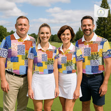 Load image into Gallery viewer, Funny Plaid Mens Golf Polo Shirt Custom Colorful Leopard Square Pattern Team Golf Tops, Golf Gifts NHN0218