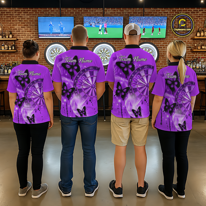 Custom Purple Galaxy Butterflies Darts Shirt for Women Darts Team Jerseys Dartboard Shirt NNT261