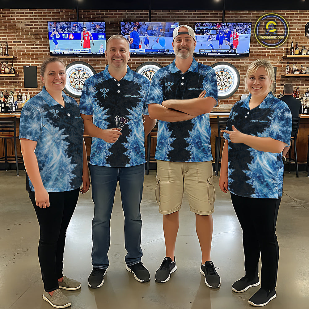 Icy Snowflake Blue Dartboard Women Darts Polo & 1/4-Zip Shirts Custom Darts Clothing Team Shirt Jersey NYN3034