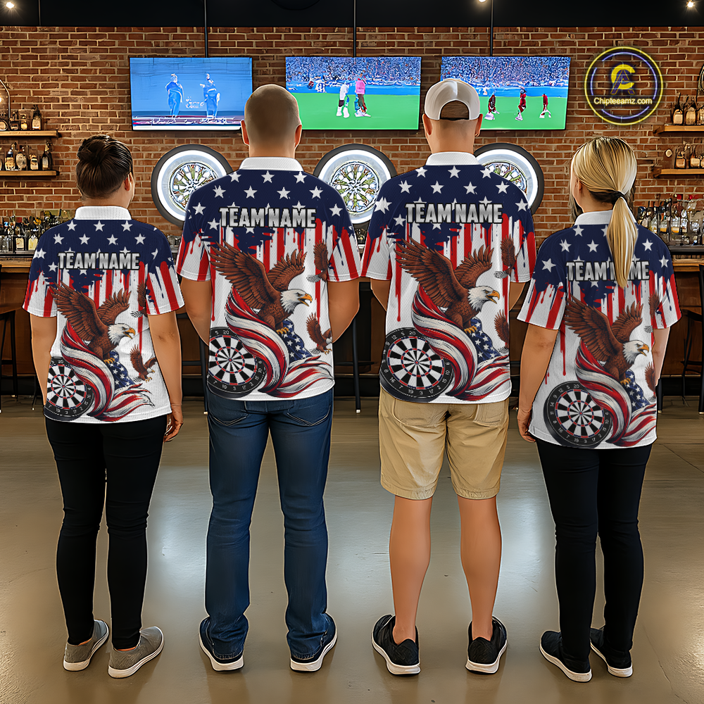 US Flag Eagle 3D Dartboard Men Darts Team Shirt Personalized Patriotic Dart Quarter-Zip Jerseys NYN2571