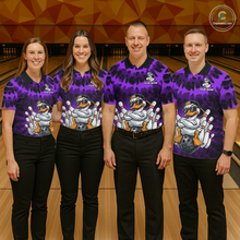 Load image into Gallery viewer, Custom Purple Funny Duck Bowling Jersey for Women Bowling Uniform Polo &amp; 1/4 Zip Bowling Team Shirts HNT238