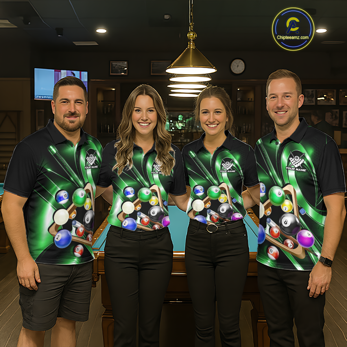 Custom Ball Pool Shirts Green Billiard Shirt for Men Billiard Team Jersey Billiard League NNT180