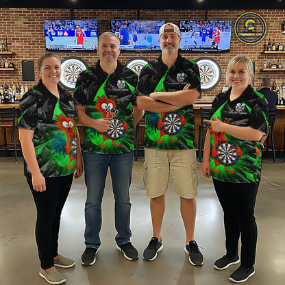 Custom Funny Green Chicken Dart Shirts For Men Dart Board Gifts Darts Team Jerseys Dart League NNT152
