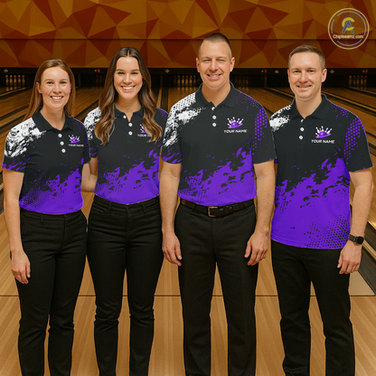 Purple Custom Bowling Shirts for Women Men Bowling Jersey Polo&1/4 Zip Shirt for Team MBL224