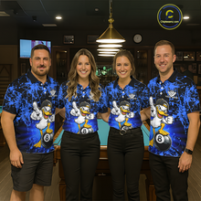 Load image into Gallery viewer, Custom Blue Funny Duck Billiard Shirt for Men Billiard Team Jersey League 8 Ball Pool Shirts NNT171