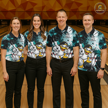 Load image into Gallery viewer, Custom Watercolor Teal Duck Bowling Jersey for Women Bowling Team Shirts Polo &amp; 1/4 Zip HNT239