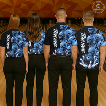 Load image into Gallery viewer, Custom Flame Skull Bowling Jerseys for Women Bowling League Polo &amp; 1/4 Zip Bowling Team Shirts HNT203