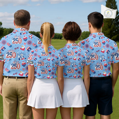 America 250th Anniversary Golf Polo Shirt For Men, Patriotic USA Golf Shirts, Independence Golf Gift NHN0232