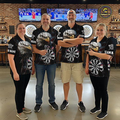Custom US Flag Eagle Dart Shirts For Women Dart Board Gifts Darts Team Jerseys Dart League NNT154