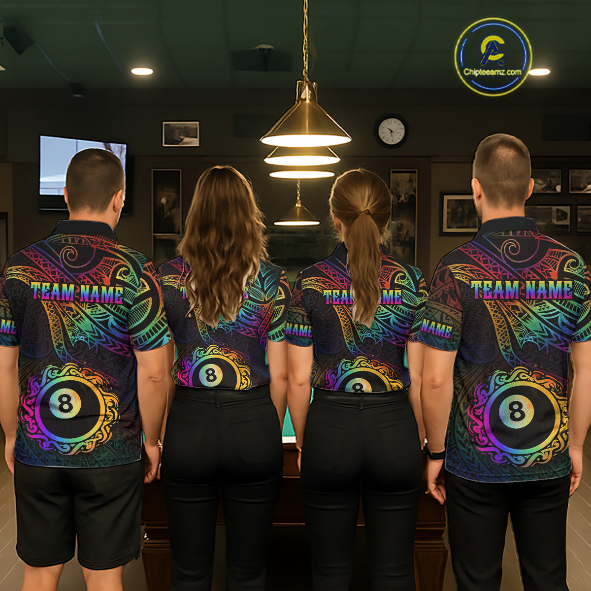 Colorful Rainbow Tribal Billiard Jersey For Men 8 Ball Billiard Uniform Billiard Team Shirts NYN2922