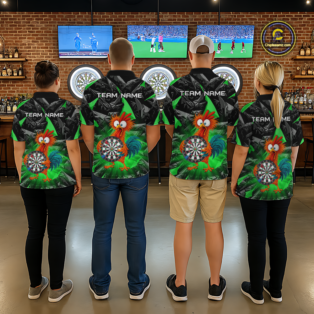 Custom Funny Green Chicken Dart Shirts For Women Dart Board Gifts Darts Team Jerseys Dart League NNT152