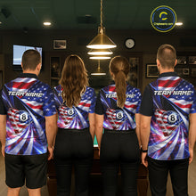 Load image into Gallery viewer, Personalized Colorful Galaxy American Flag 8 Ball Pool Billiard Shirts For Women Billiard Attire Gifts NYN2791