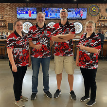 Load image into Gallery viewer, Personalized Men Darts Bull Grunge Red Polo Shirt Custom Name Polo 1/4-Zip Shirt Gift For Darters NYN2856